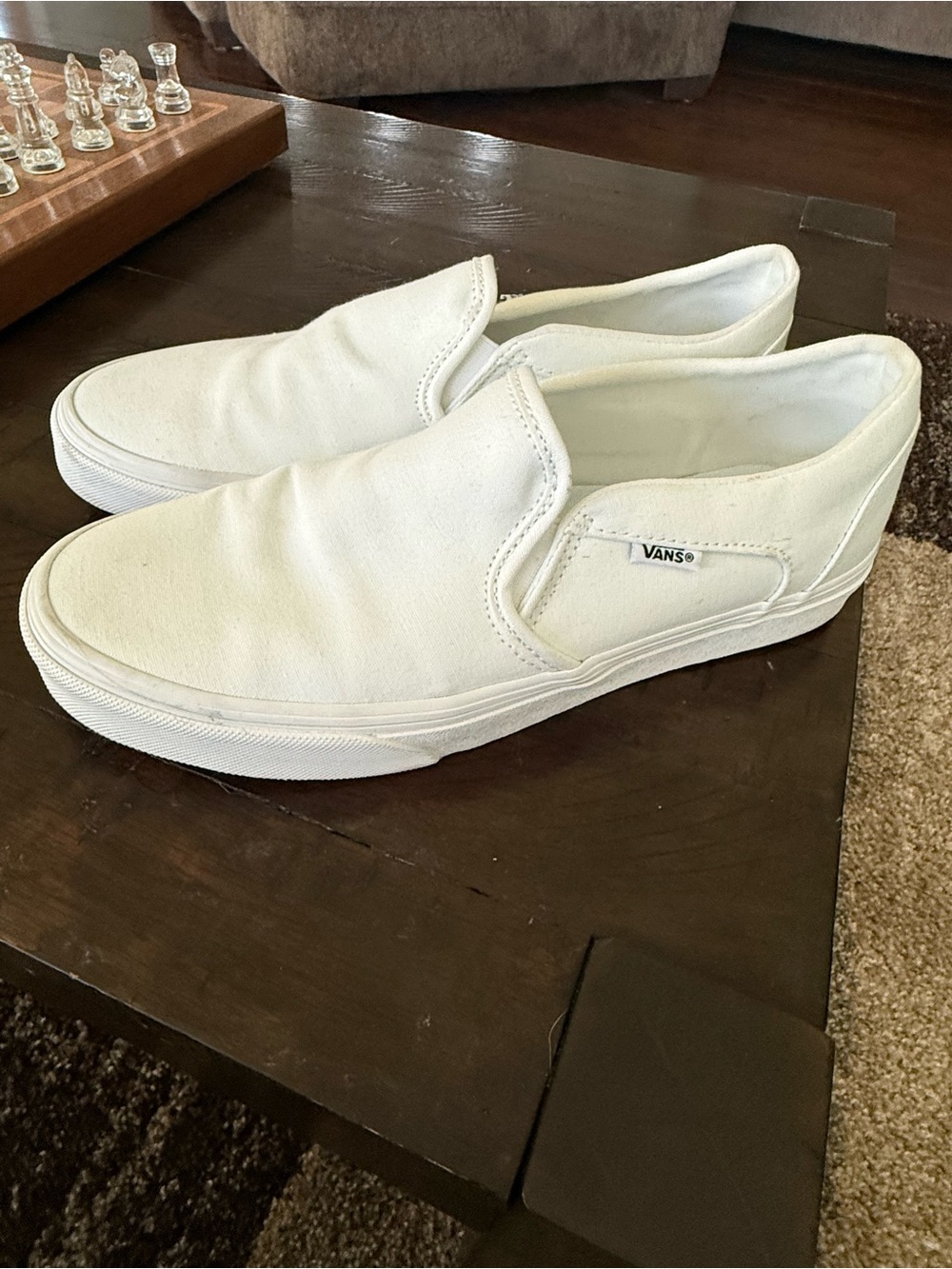 Vans White Slip-On Canvas Sneakers
